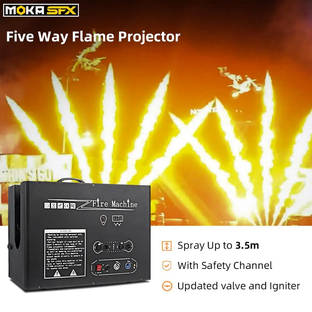 

Five Heads Flame Machine Stage Effects DJ Flame Thrower Strong Fire Flame Machine with Safety Channel for Nightclub DJ Thrower