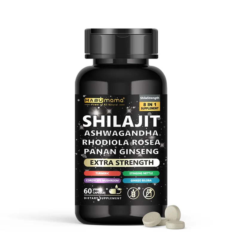 8 in 1 Shilajit Ashwagandha Panax Ginseng Turmeric Capsules Natural Pure Ingredient Supplement ginseng capsules