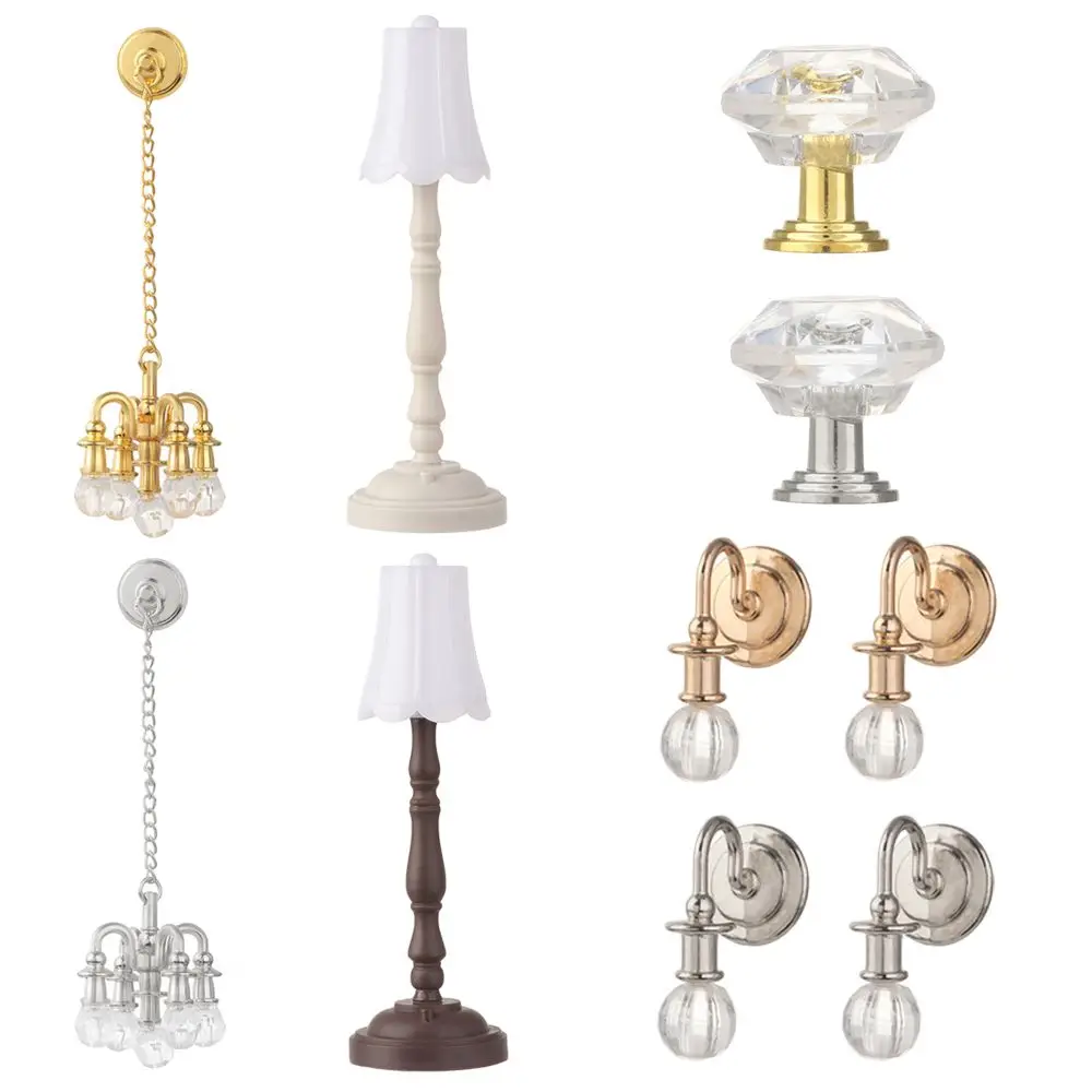 112 Dollhouse Miniature Floor Lamp Crystal Wall Light Lamp Model Doll