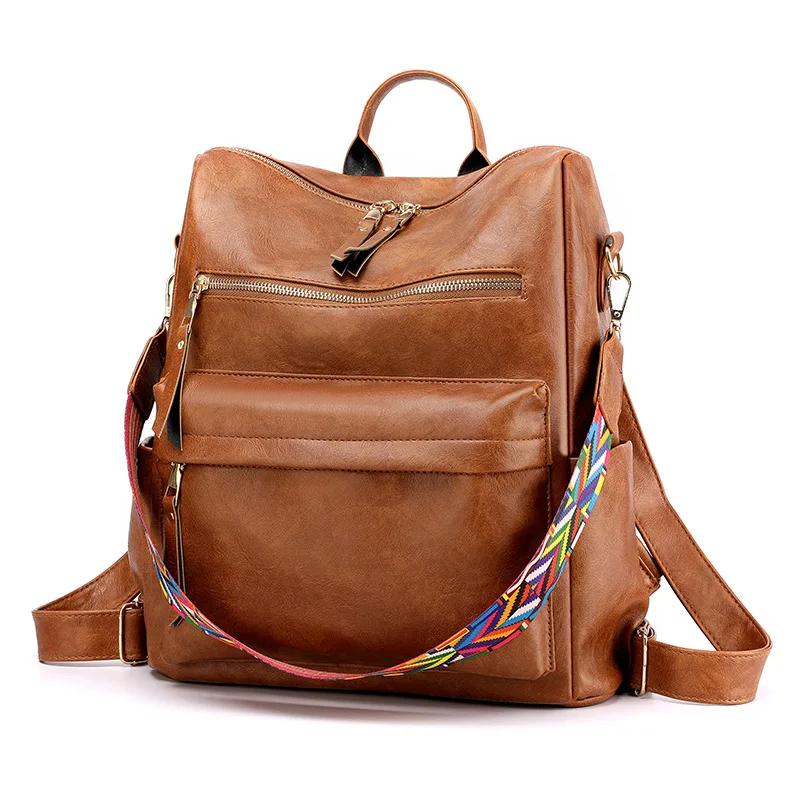 

Vintage Women's Backpack 2023 Large Capacity Ladies Backbags Luxury Leather Female Travel Bagpack For Girls Shoulder School Bags