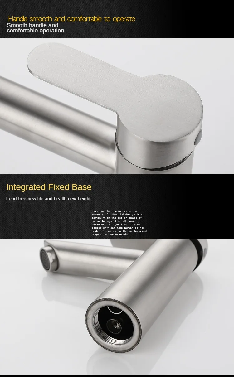 Bathroom Wash Basin Faucet 304 Stainless Steel Single Hole Hot Cold Mixed Water Set basin faucet,bathroom faucet,stainless steel faucet