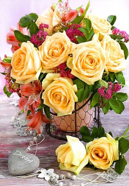 5D Diamond Painting Flower Full Diamond Tulip Rose DIY Diamond Mosaic Art Painting Cross Stitch Rhinestone Embroidery Home Decor CY-HH00498AE6
