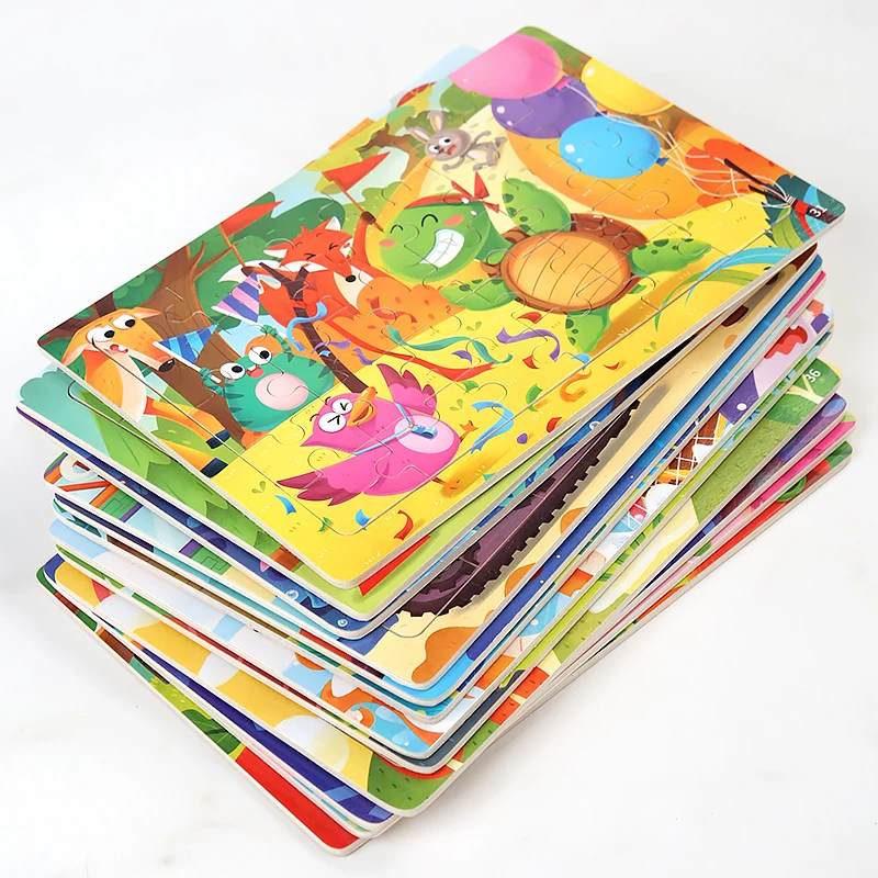 30 Piece Montessori 3d Puzzle Cartoon Animal Vehicle Jigsaw Wood Puzzle Game Early Learning Educational Toys Gifts For Children 5