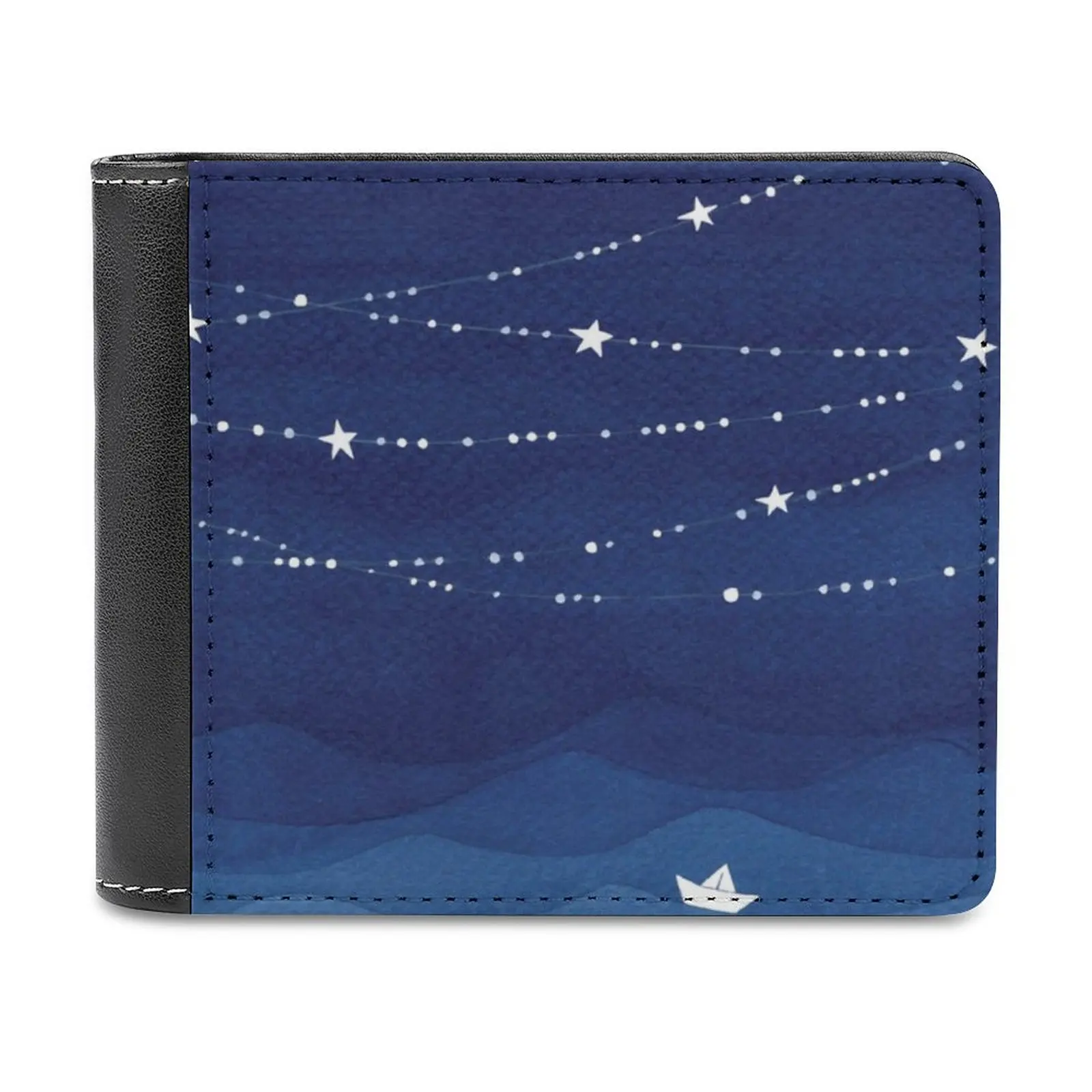 

Кожаный кошелек с гирляндой звёзд Iv, короткий тонкий мужской бумажник, кредитница, венок