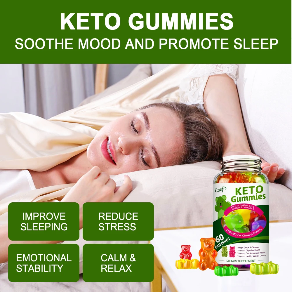 CatFit Vegetarian Malic Acid Ketogenic Gummmies Apple Cider Vinegar Slime KETO Diet Fat Burner Weightloss Snack