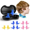 2 PCS Silicone Waterproof Earplug Environmental Soft Ear Plugs Adult Children Swimmers Swimming Diving Portable Earplug W/ Box 1