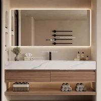 Luxury Rock Plate Bathroom Cabinets Intelligent Mirror Household Wash Up Bathroom Cabinets Open Washbasin Furniture Gabinetti JT