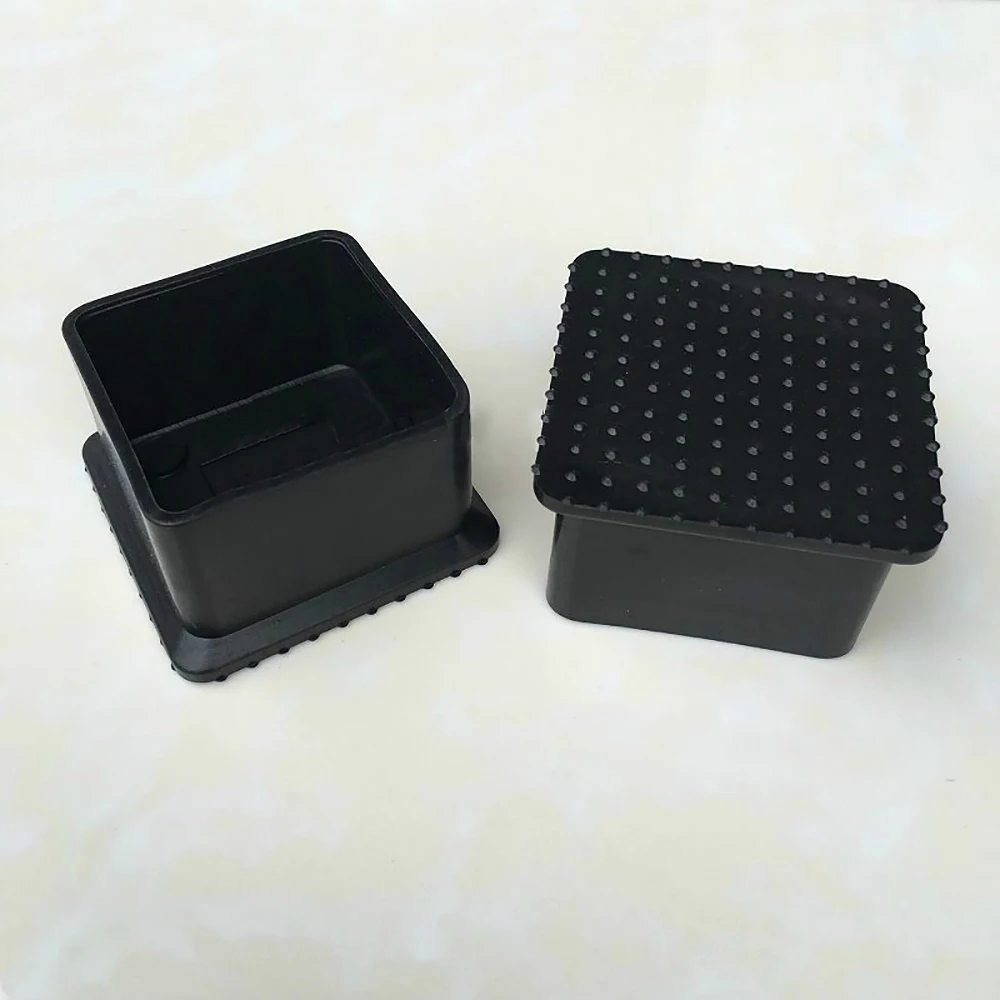 

40x40mm Square Rubber Feet Cover Wear-Resistant Chair Leg Caps Non-Slip Table Foot Protector Pads Pipe Plugs For Furniture