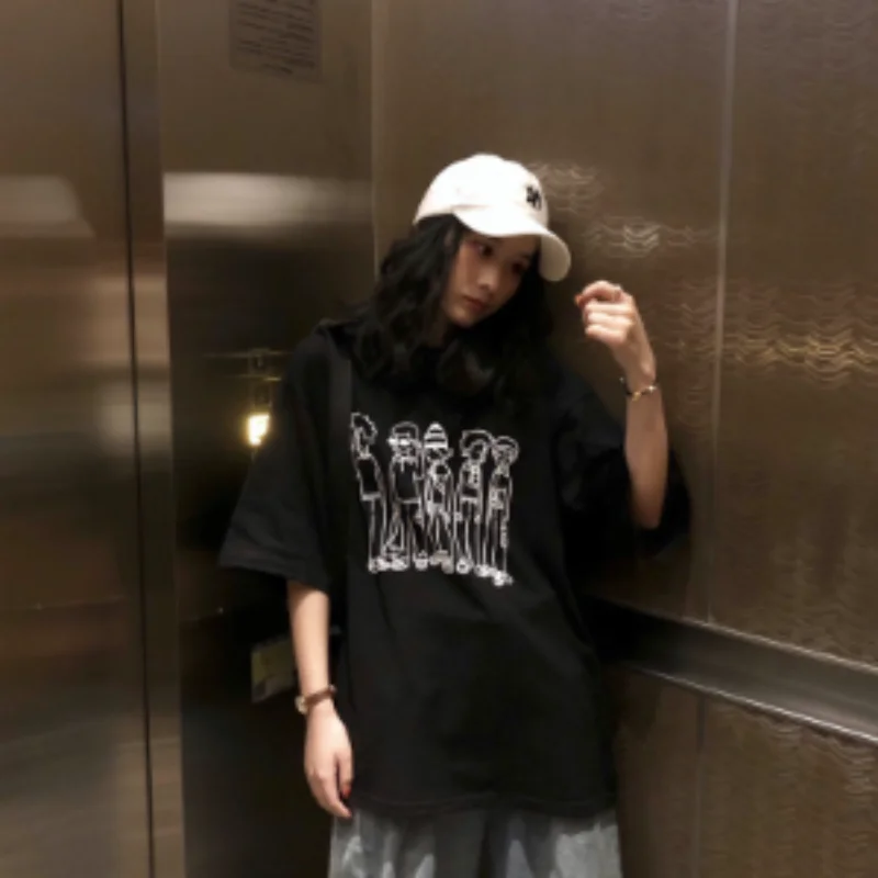 

Women Summer Graphic T Shirts Oversized Solid Tees Casual Loose Tshirt Korean Female T-shirt Top Harajuku Basic T Shirt