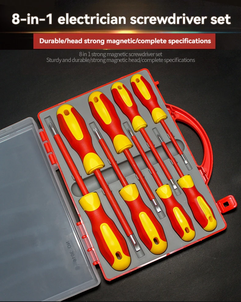 8 PCS Insulated Screwdriver Set Slotted Phillips High Voltage Resistant Screw Driver Electrician's Professional Tools Hand Tools