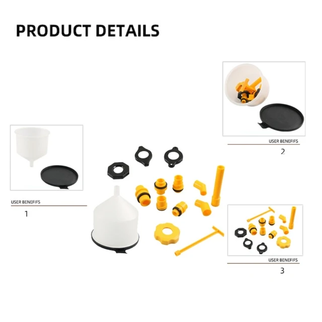 EPAuto Spill Proof Radiator Coolant Filling Funnel Kit