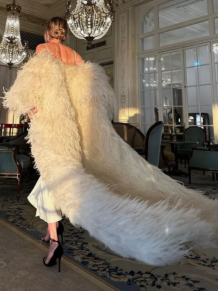 Women Elegant White Fluffy Solid Thicken Warm Long Sleeves Coats Street Faux Fur Long Jacket Winter Chic Oversize Lady Outwear