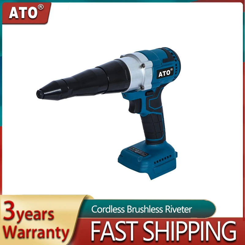 ATO Power Tools Brushless Electric Rivet Gun 2.4-4.8mm Cordless Rivet Nut Gun Automatic Riveter for Makita 18V Battery
