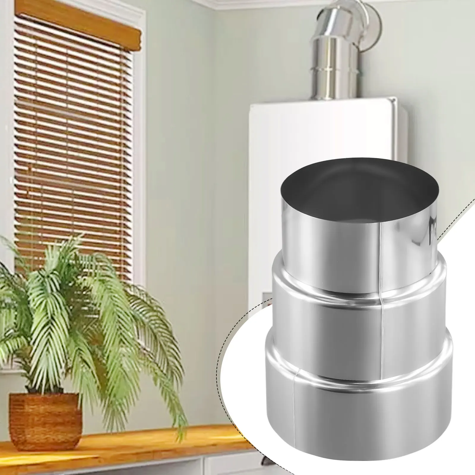 Stainless Steel Flue Liner Reducer 60-120mm Exhaust Pipe Reducing Joint Chimney Adaptor Stove Pipe Ventilation Accessories