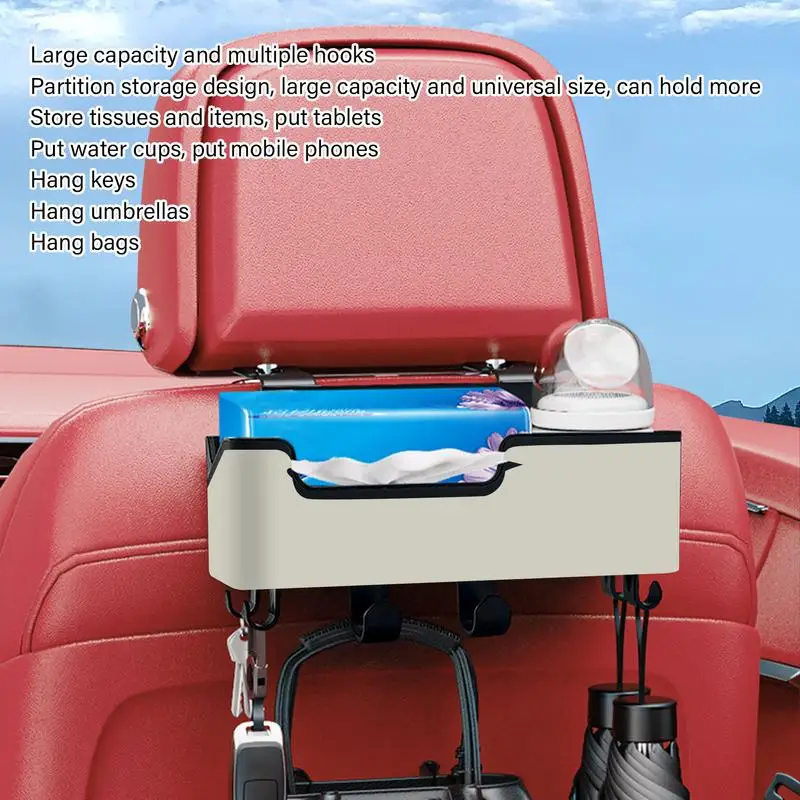 Car Headrest Rear Seat Multifunctional Storage Box Car Seat Back Box Multifunctional Travel Accessories With Cup Holder