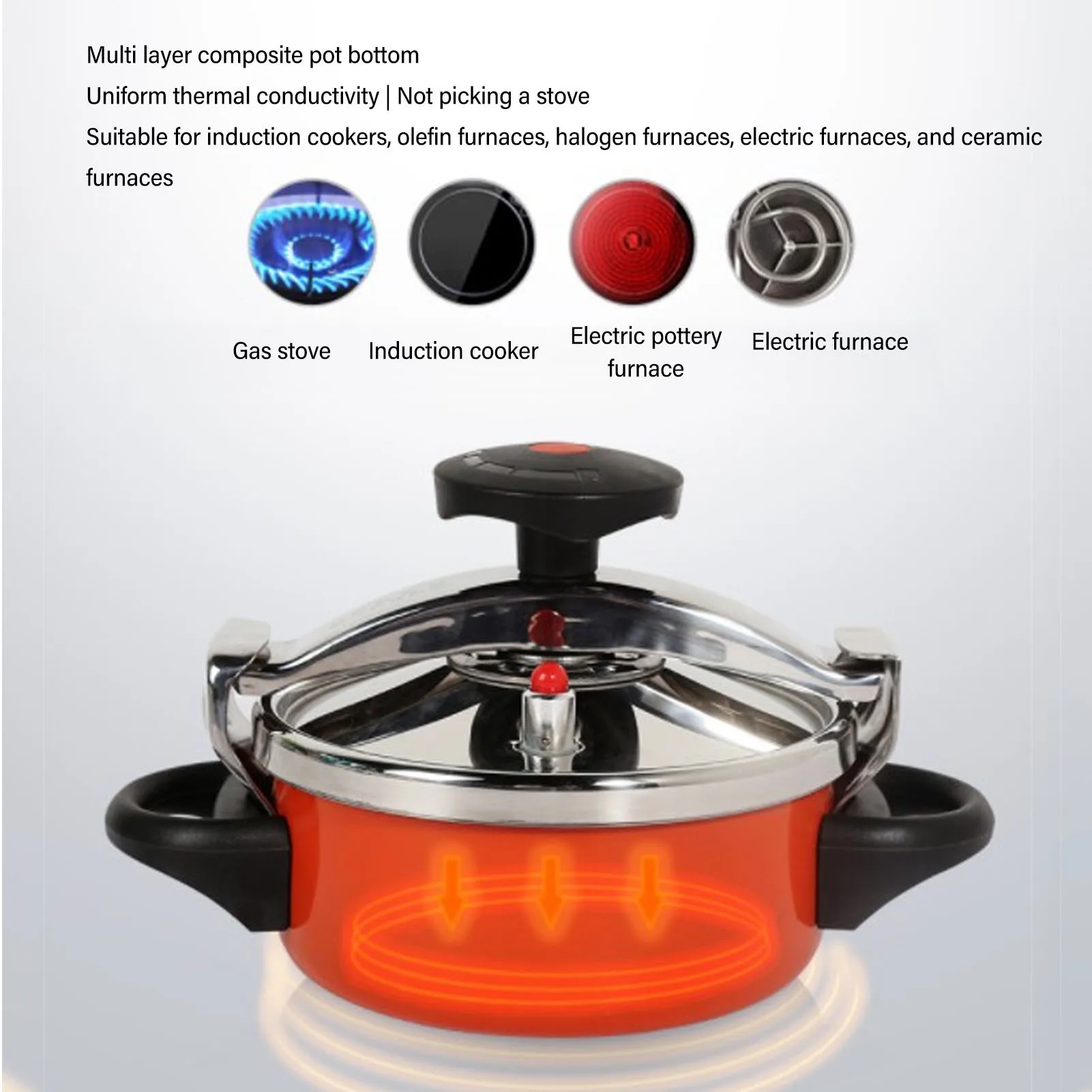 2L Pressure Cooker Stainless Steel Canner Double Bottom Pressure Cooker for Gas Stoves Induction Stoves 3