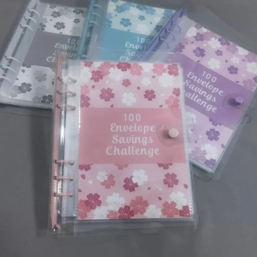 

Financial Management 100 Envelope Savings Challenge 100 Envelope Loose-Leaf Binder Envelope Challenge Notebook PU Cherry Blossom