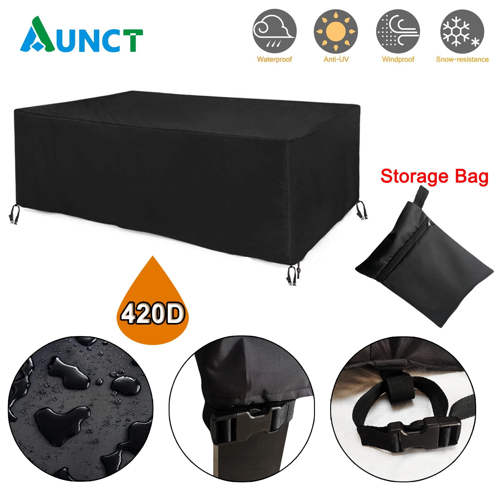 Heavy duty Waterproof Patio Furniture Cover Rectangular Garden Rain Snow Outdoor Cover for Sofa Table Chair Wind-Proof Anti-UV patio furniture cover