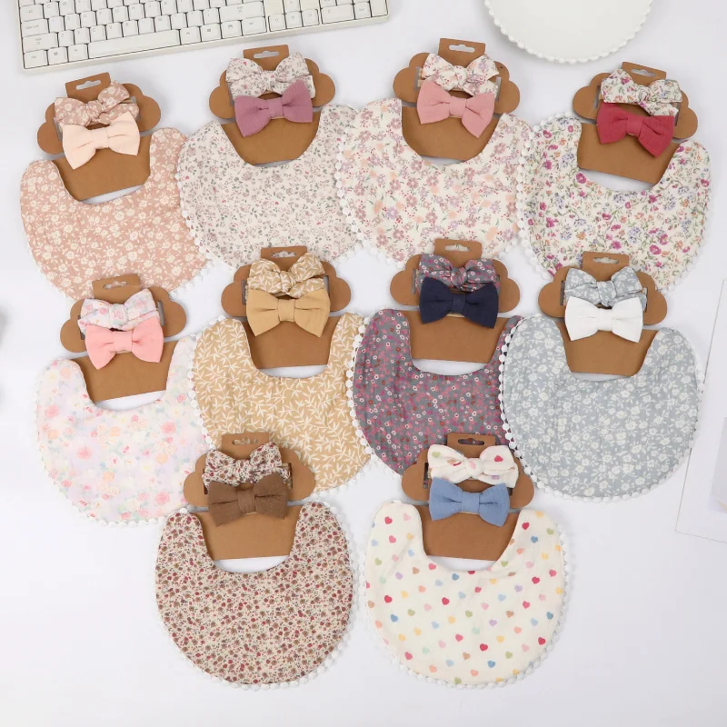 국경 간 무역 유럽 및 미국 아동용 면마 양면 턱받이 ABBaby 비즈 장식 용..