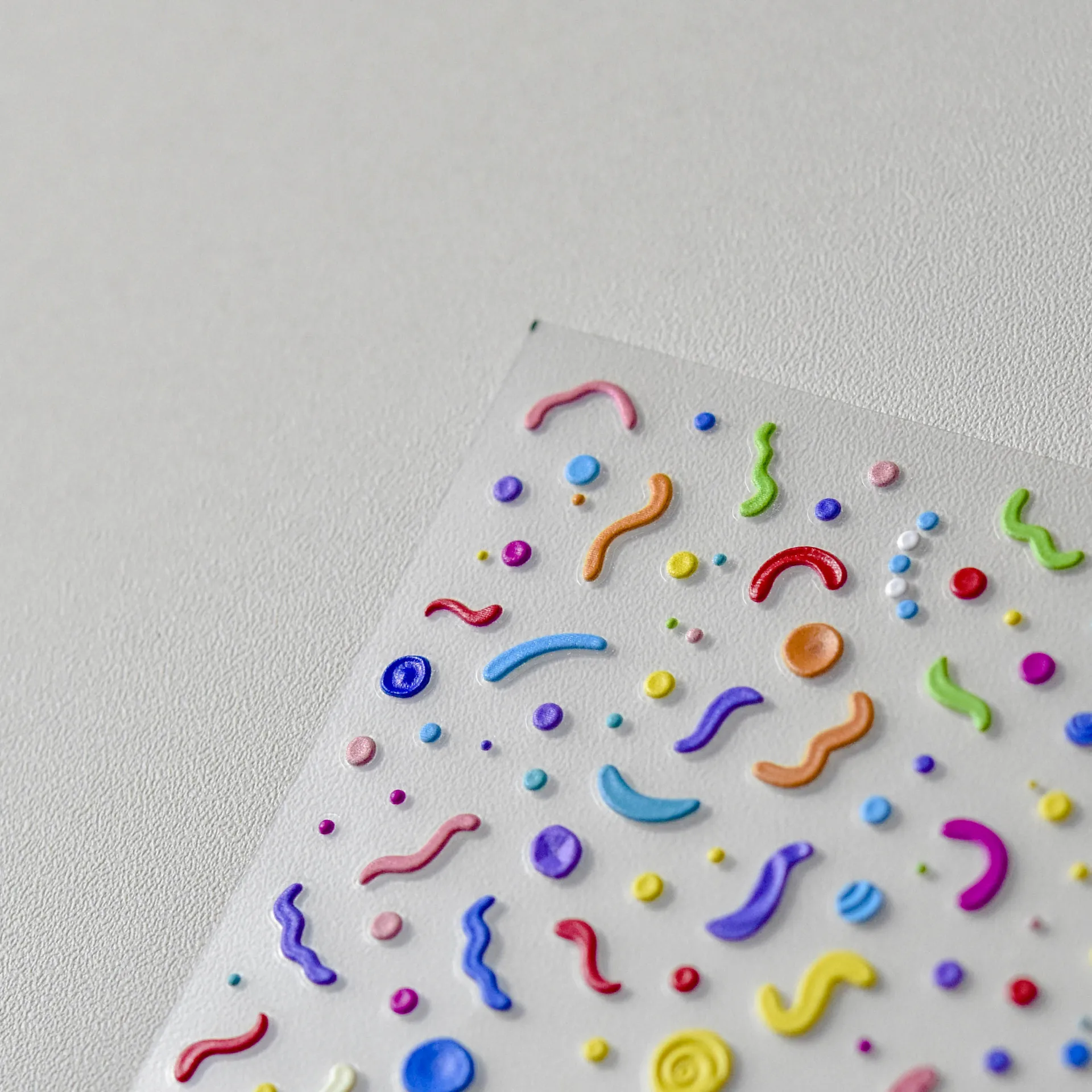 Cute Colored Lines Round Dots 5D Soft Embossed Reliefs Self Adhesive Nail Art Stickers Birthday Cake Bunny 3D Manicure Decals