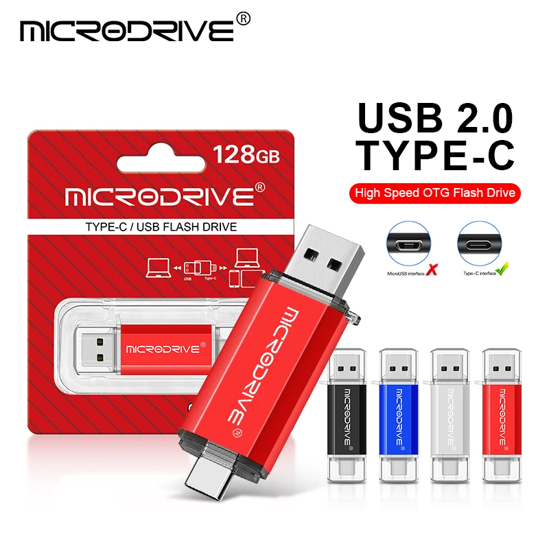 OTG 타입 C USB 플래시 드라이브 실제 용량 8GB 16GB 32GB 64GB 128GB USB 마이크로 펜드라이브 스마트폰용