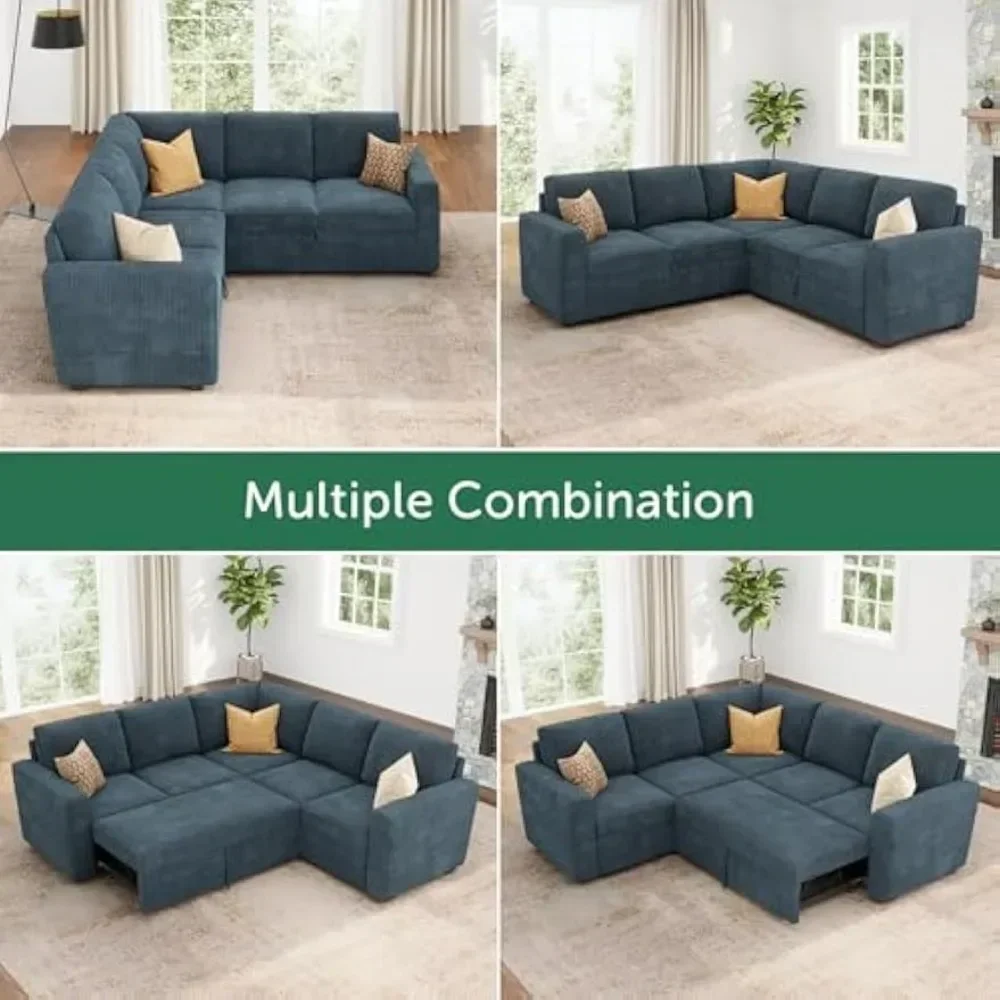 modular sectional sofa with pull-out bed, corduroy l-shaped couch with storage, versatile living room sectional couches