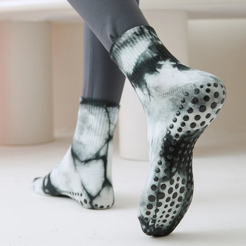 

Yoga Silicone Women Non-slip Pilates Socks Tie-dyed Grip Crew Sock