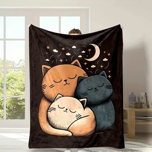 Cats Playing With Mobile Phones, Flannel Blankets, Many Cats, Office Nap Blankets, Fluffy Sofa Blankets, All Season Air Conditio 6