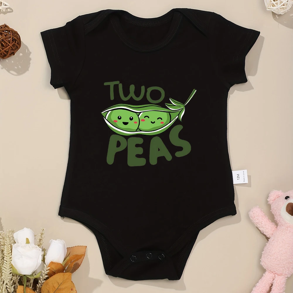 Two Peas In a Pod Funny Cute Baby Boys Girls Clothes Twin Onesies Cartoon Kawaii Harajuku Cotton Newborn Bodysuits Free Shipping 6