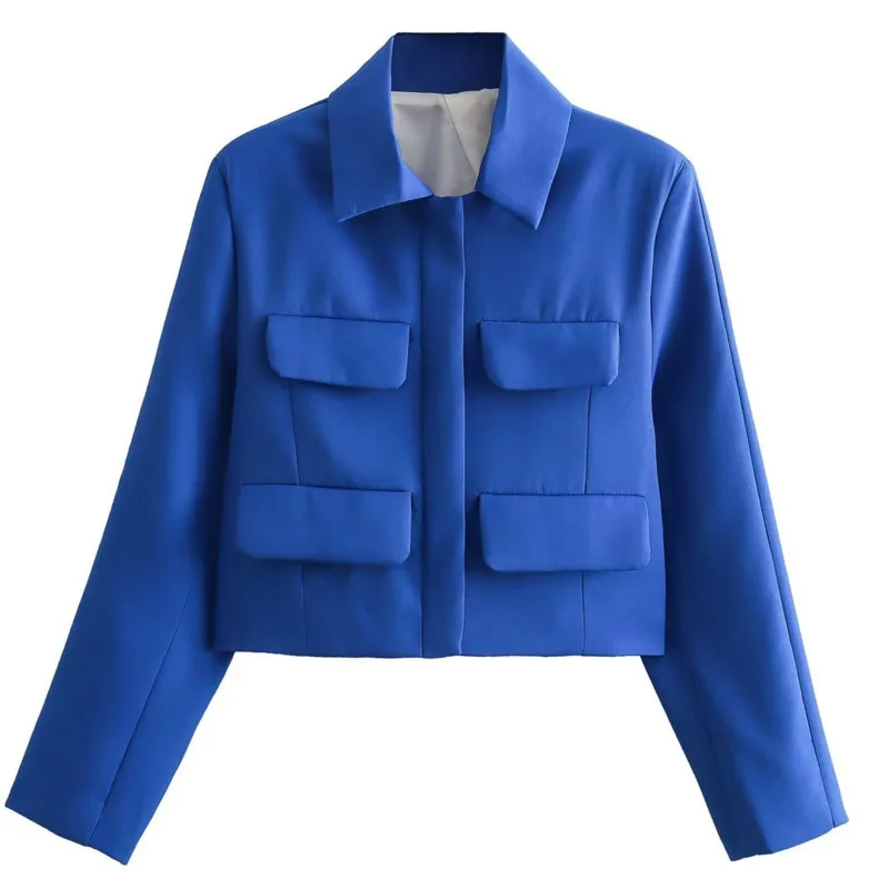 2023 Autumn New Women's Fashion Versatile Flip Decoration Short Suit Coat womens tops and blouses Hot Recommend