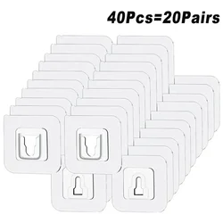 Dual-Sided Transparent Adhesive Hooks for Versatile Storage in Home Spaces (40pcs(20pairs))