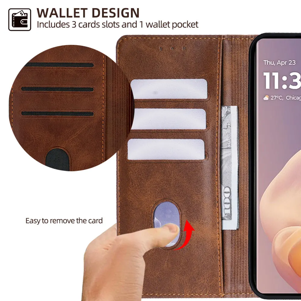 Magnetic Flip Leather Wallet Case with Card Slots