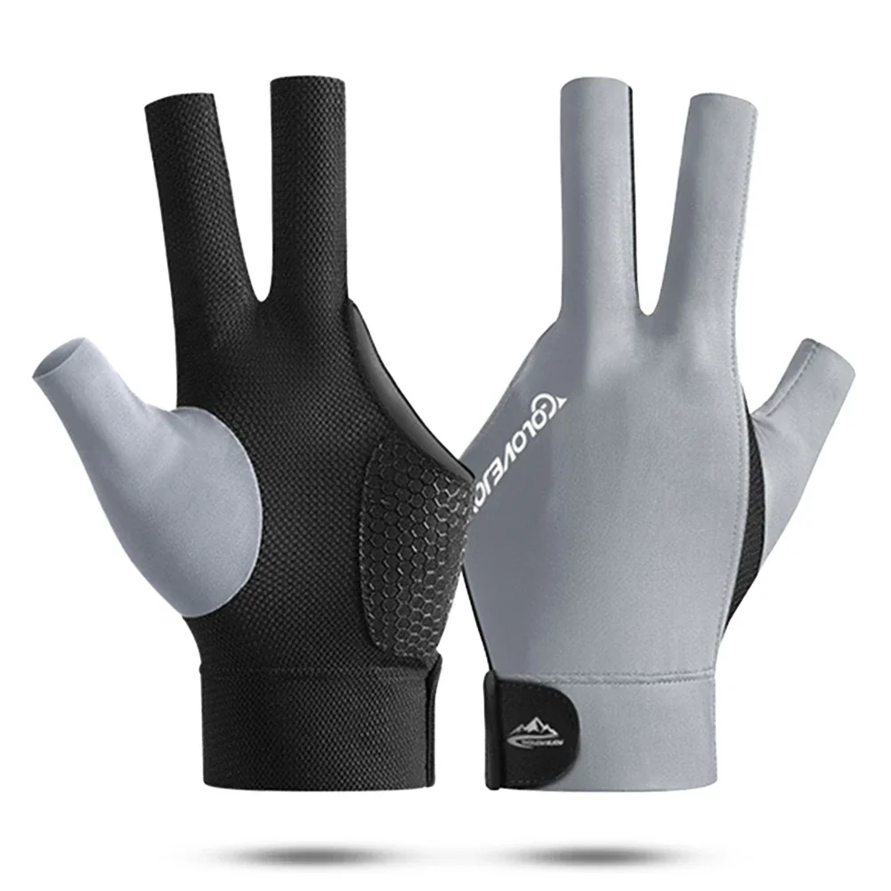Billiard Pool Gloves Open Finger Adjustable Sticker Polyester Snooker Pool Gloves Portable Lightweight Reusable Amateur Training