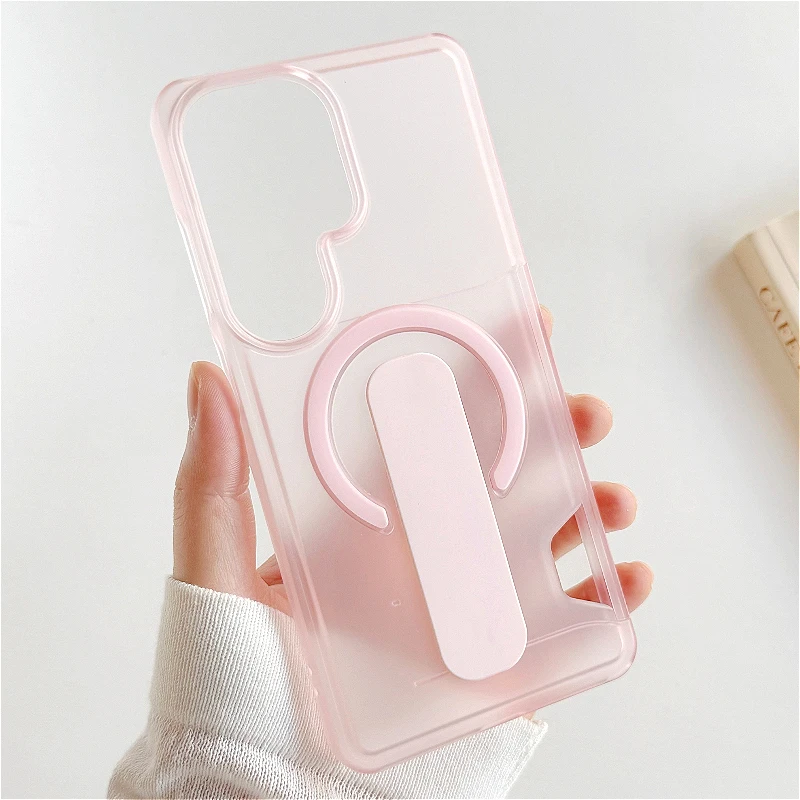 Slim Clear Matte Shockproof Card Slot Case with Ultra Grip & MagSafe Compatible Magnetic Holder