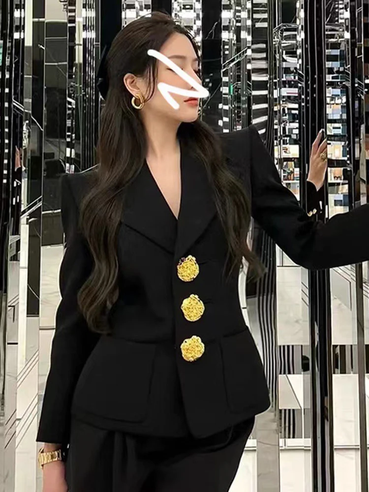 

HIGH STREET Newest Fashion 2024 Designer Jacket Women's Dimensional Embossed Flower Button Blazer