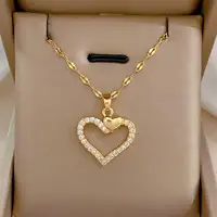 Trendy Heart Stainless Steel Zirconia Necklaces For Women Girls Love Gold Color Metal Necklace Party Birthday Daily Jewelry - Image 3