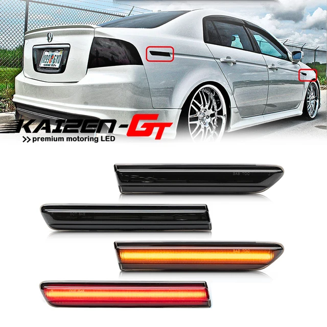 Pair Of Smoked White LED Side Marker Lights For 2004-2008 Acura TL - Front Left & Right - DOT/SAE Certified