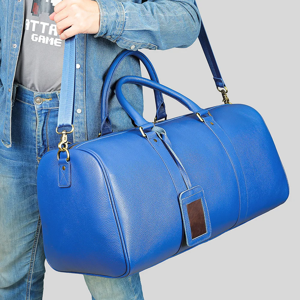 Big Capacity Genuine Leather Travel Bags Men Women Soft Black Cowhide Casual Travel Duffel High Quality Cow Leather Shoulder Bag travel bag