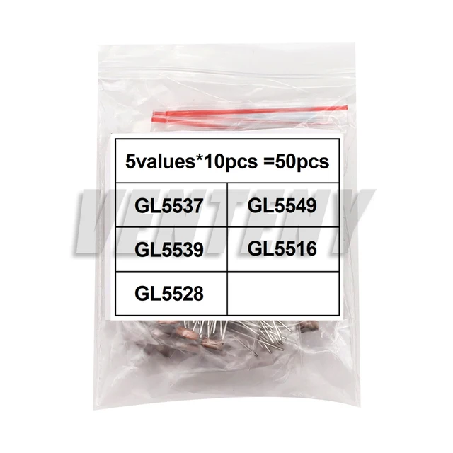 50pcs 5 values * 10pcs LDR Photo Light Sensitive Resistor Photoelectric Photoresistor Kit for 5516 5528 5537 5539 5549