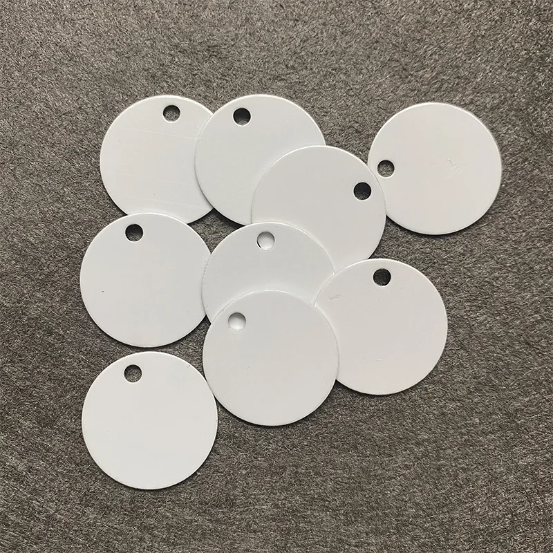 30mm Aluminum Round Shape Pet Tag DIY Sublimation Blank Dog Cat Name Tags Plate Pendant Accessories Both Sides White
