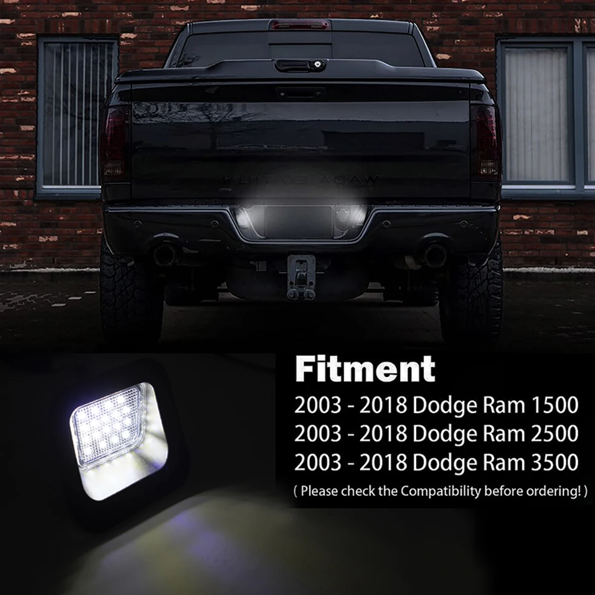 For 2003-2018 Dodge RAM 1500 2500 3500 White LED Bulb License Plate