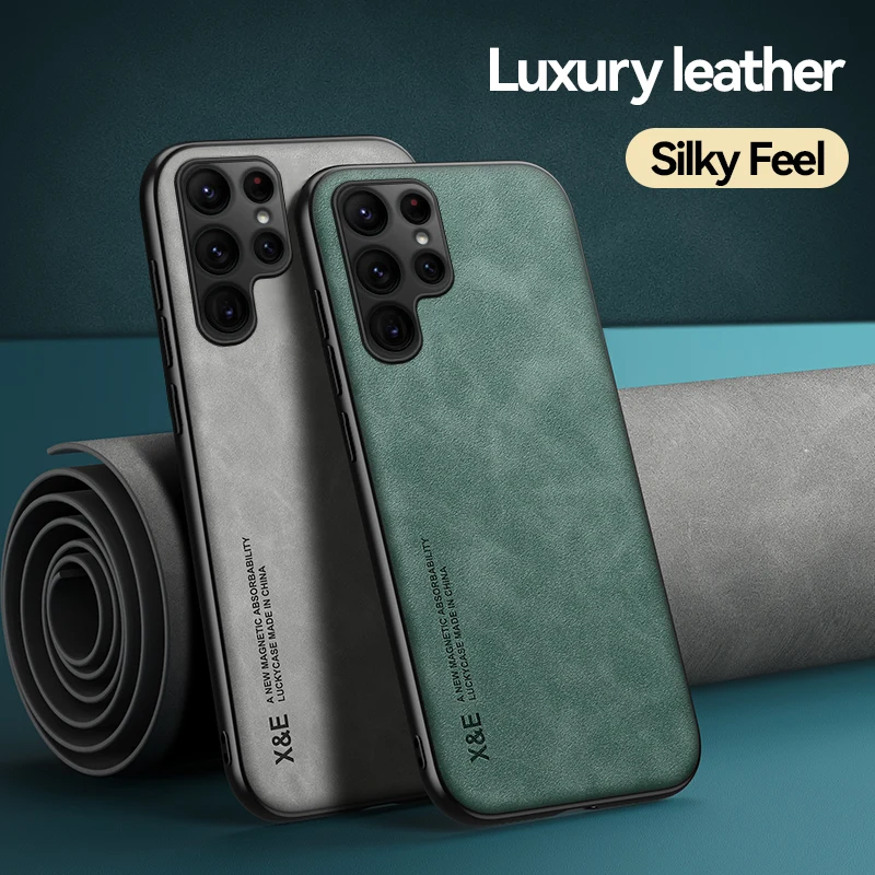Samsung Galaxy S23 Ultra Luxury Brand Logo Leather Case Black – Season Made