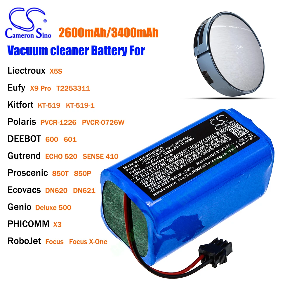 

CS 2600mAh/3400mAh Battery for Ecovacs CEN360,CEN361,DH35,DH43,DH45,DN620,DN621,N79S,N79,For DEEBOT 600,601,605,710,715