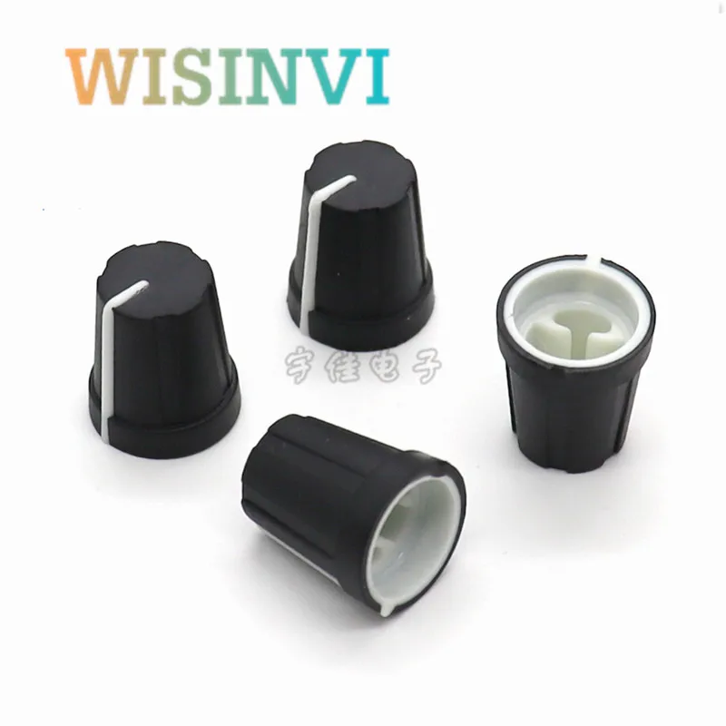 Potentiometer Knob Cap Rubber Knob Rotary Encoder Knob 10PCS 14*16MM 0 degree half shaft Rubber knob potentiometer rotary encoder volume switch knob suitable for D axis 6MM