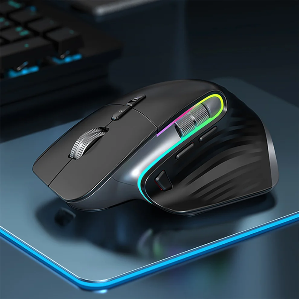 Wireless Mouse 2.4G Bluetooth RGB Rechargeable Ergonomic Design Computer Gaming Office