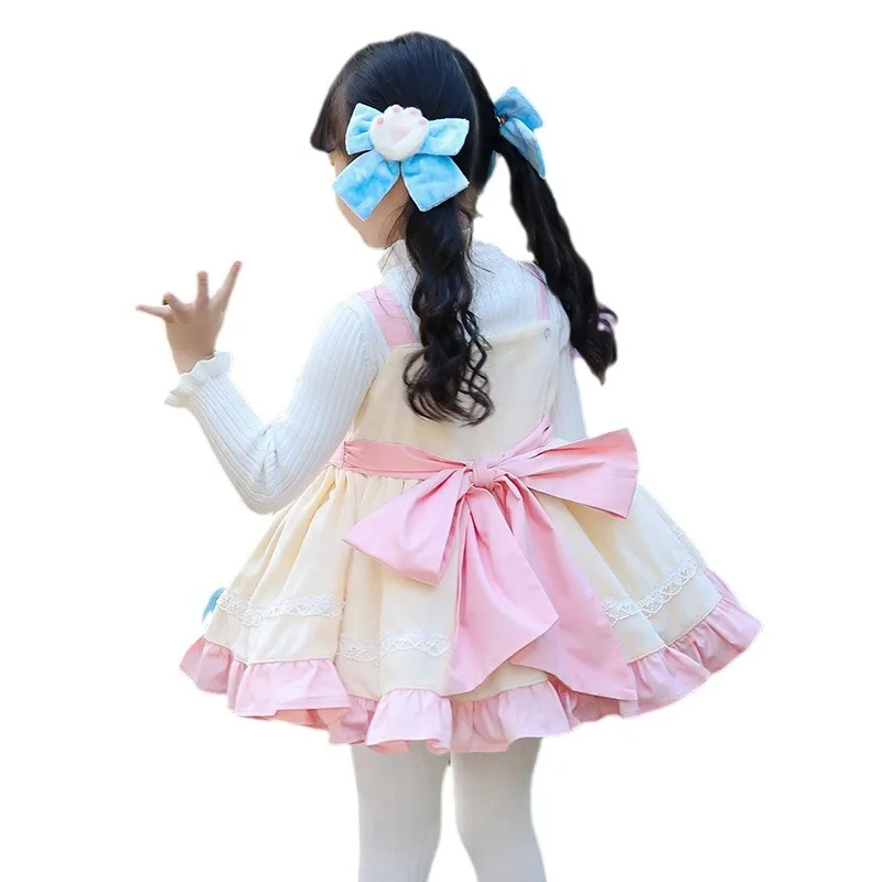 Children's Lolita Strap Skirt Girl's Small Fragrance Set Dress Girl Baby Bear Plush Bow Skirt