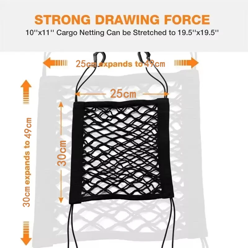 Motorcycle Cargo Net High Elastic Double Layer Motorcycle Net For Helmet Storage 10"X11" Bungee Cargo with Hooks Luggage motorcycle cargo net motorcycle luggage net