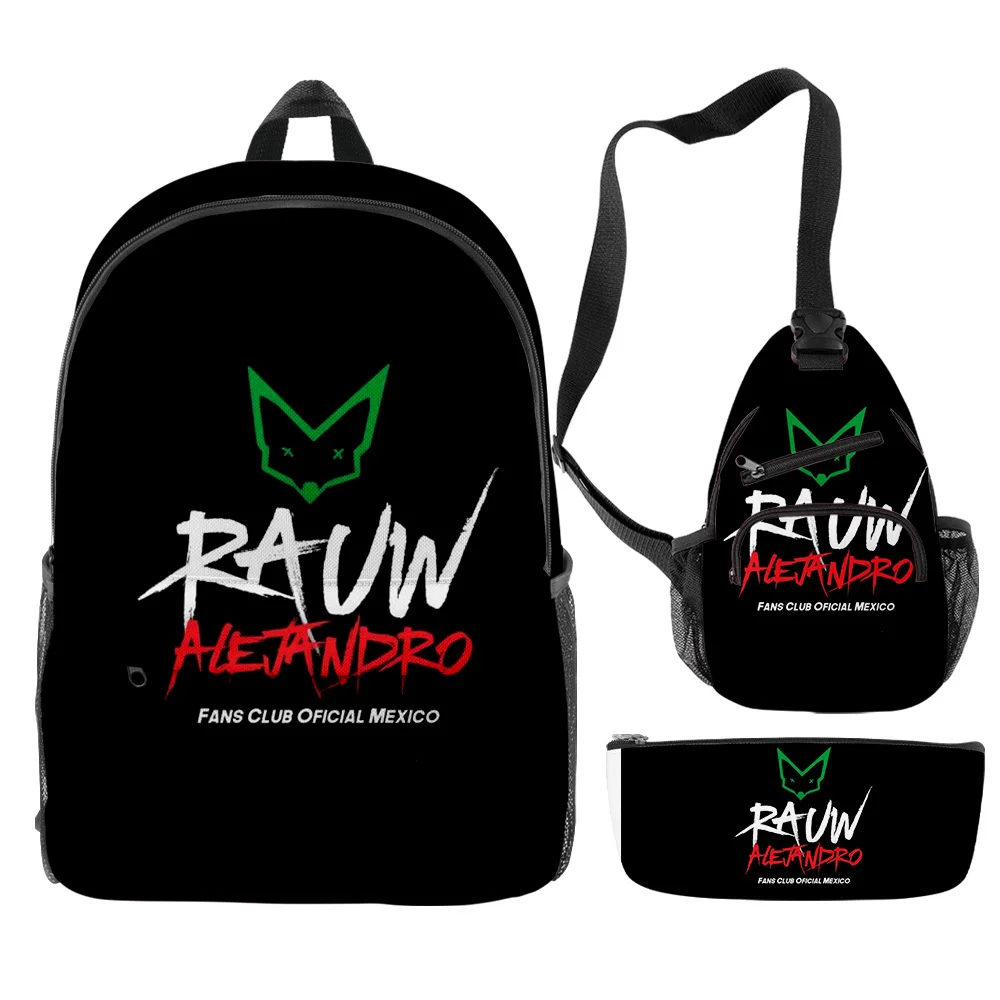 

Fashion Youthful Rauw Alejandro Singer 3pcs/Set Backpack 3D Print Bookbag Laptop Daypack Backpacks Chest Bags Pencil Case