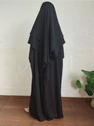 Long Khimar Abaya Set Two Piece Jilbab Matching Muslim Women Hijab Dress Ramadan Eid Prayer Clothes Niqab Islamic Dubai Burqa