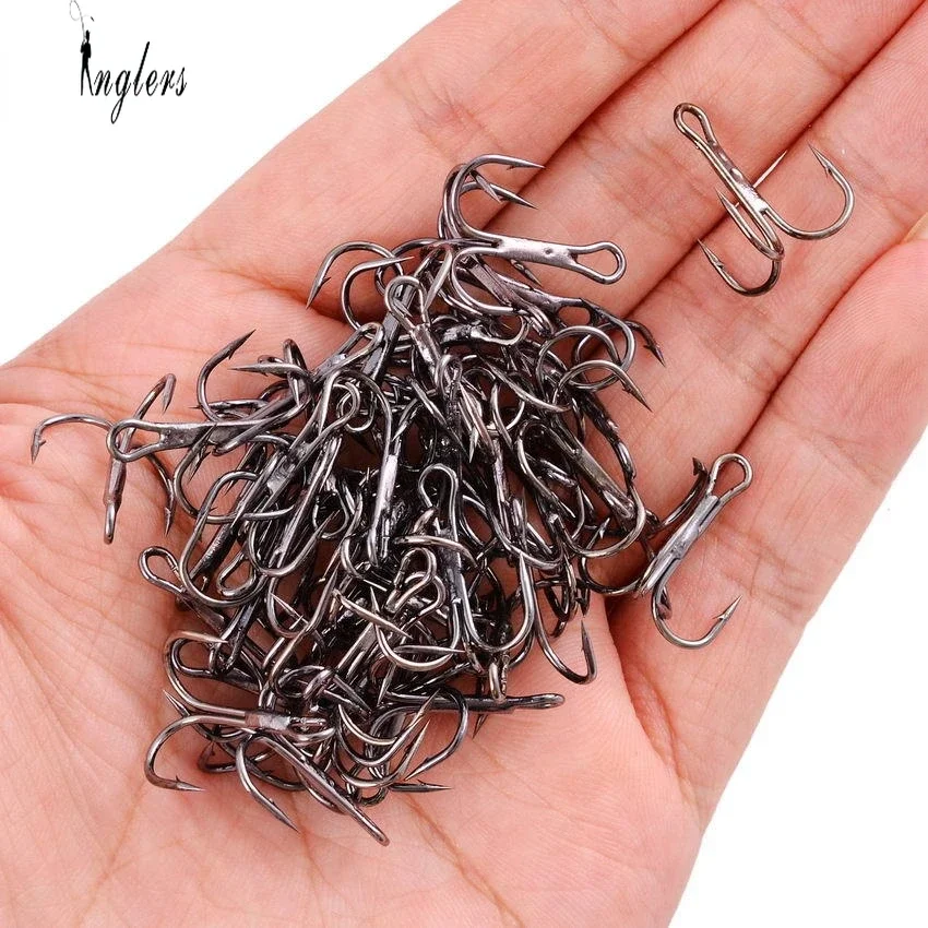 

10pc/Lot Fishing Hook 1/2/4/6/8//1012/14# High Carbon Steel Treble Hooks Fishing Tackle Black/Gold/White/Red FishHooks